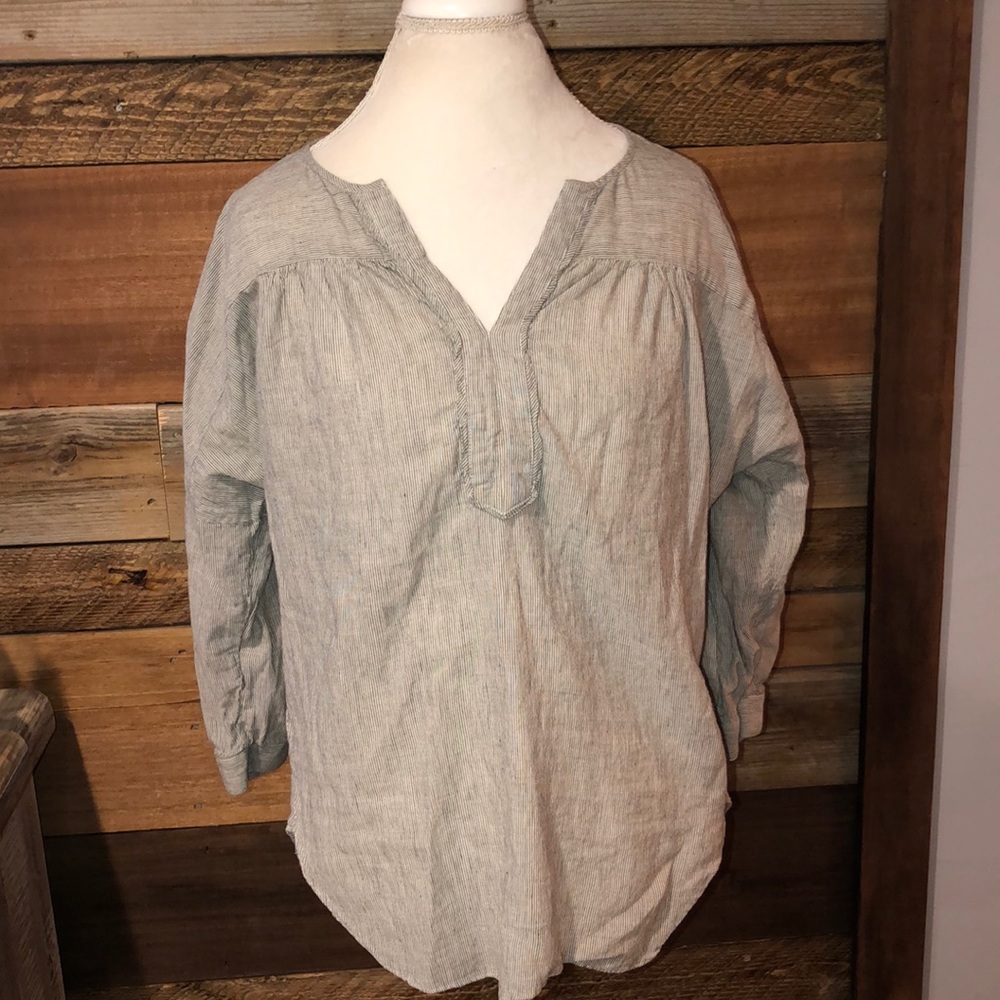 Ann Taylor Loft Linen Blend Top L